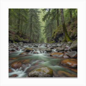 Rocky Creek In The Forest Canvas Print