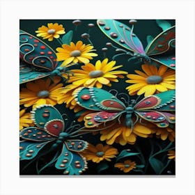 Butterflies And Flowers Canvas Print