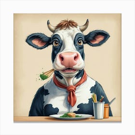 Cow Eating Food Canvas Print