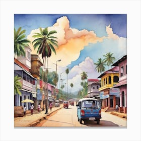 Street Scene In Sri Lanka Canvas Print
