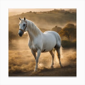 White Horse In The Field 3 Canvas Print
