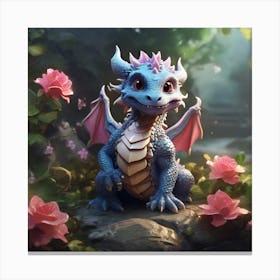 Dragon With Roses Canvas Print