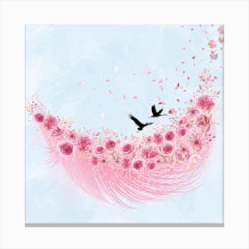 Birds Love Wedding Feathers Canvas Print