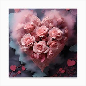Default Closeupbouquet Of Roses Heartshaped Pink Smoke Text Lo 0 Canvas Print