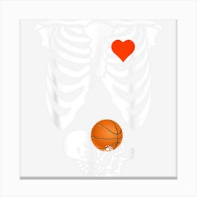 Funny Skeleton Baby Pregnant Halloween Basketball Women Canvas Print