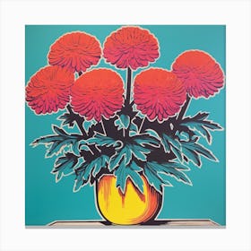 Chrysanthemum 3 Pop Art Illustration Square Canvas Print