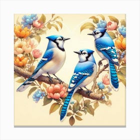 Blue Jays In A Heart Canvas Print