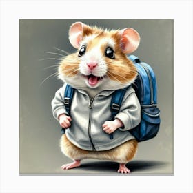 Hamster With Backpack 10 Canvas Print