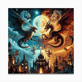 Dragons Vs Dragons 1 Canvas Print