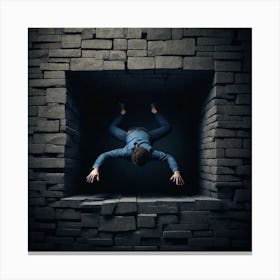 Man Falling Out Of A Brick Wall Canvas Print