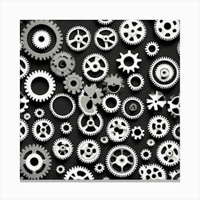 Gears On Black Background 5 Canvas Print