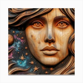 Wood Carving Of A Woman 1 Canvas Print