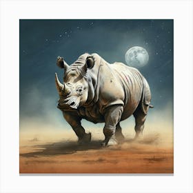 Rhino In The Desert Canvas Print