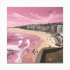 Bondi Beach, Sydney, Australia Pink Photography Canvas Print