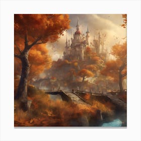 Autumn Forest and Castle Canvas Print