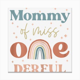 Womens Mommy Of Miss Onederful Boho Rainbow Daughter First Birthday Canvas Print