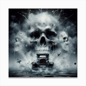 Skull And The Car Canvas Print