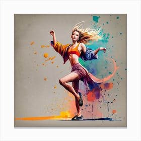 Dancer With Colorful Splashes 6 Canvas Print
