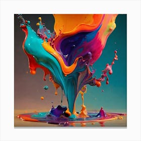 Poured colorful paint 1 Canvas Print