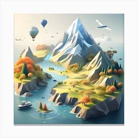 Isometric Landscape Canvas Print