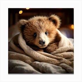 Firefly Cozy Little Bear Snuggled In Bed 66972 Canvas Print