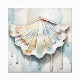 Sea Shell With Water Drops Canvas Print