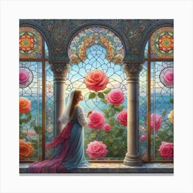 Roses In The Window 9 Canvas Print