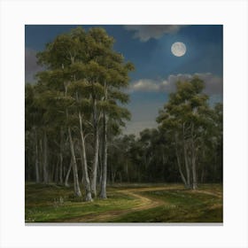 William Morris Print Night Forest Moon 5 Canvas Print