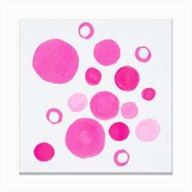 Pink Floral Circles Large Small Canvas Print