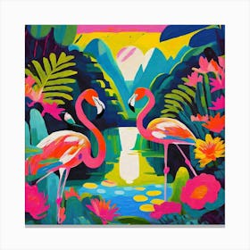 Flamingos In The Jungle 2 Canvas Print