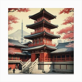 Senso Ji Temple Japan Vintage Travel Art 2 Art Print 1 Canvas Print