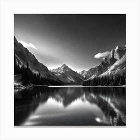 Black And White Mountain Lake 10 Canvas Print