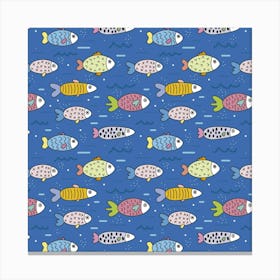 Sea Fish Blue Submarine Animals Canvas Print