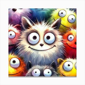 Group Of Colorful Cats Canvas Print