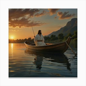 Jesus In A Boat Canvas Print