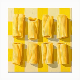 Rigatoni Pasta Yellow Checkerboard Canvas Print