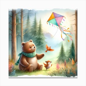 A bear in a forest 3 Canvas Print