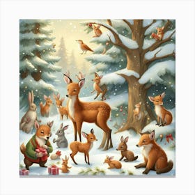 Christmas In The Forest Canvas Print