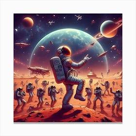 An Astronaut Dance Party On The Surface Of Mars, Digital Illustration 3 Canvas Print