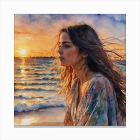 Sunset At The Beach Canvas Print