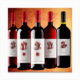 Red Wine Bottles Canvas Print