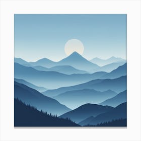Misty mountains background in blue tone 89 Canvas Print