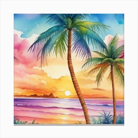 SUNSET PALM BEACH Canvas Print