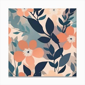 Flowers and Leaves in Pastel Colors Canvas Print