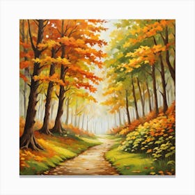Forest In Autumn In Minimalist Style Square Composition 7 Canvas Print