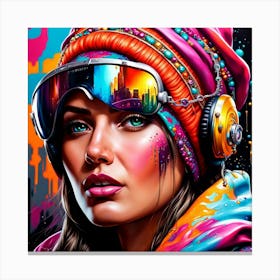 Sexy Girl With Headphones Canvas Print