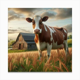 Cow In The Field 2 Canvas Print