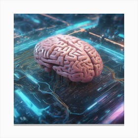 Brain On A Computer 12 Canvas Print