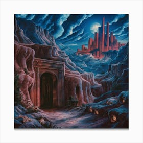 Art Reveals: Deadly Labyrinth at Night with Eerie Secrets. Canvas Print