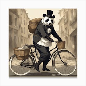 Panda French Cyclist Canvas Print